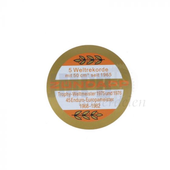 Sticker Zundapp Logo Weltrekorde Oranje/Goud 65MM