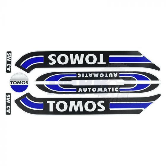 Stickerset Tomos A3 Oud Model Donkerblauw