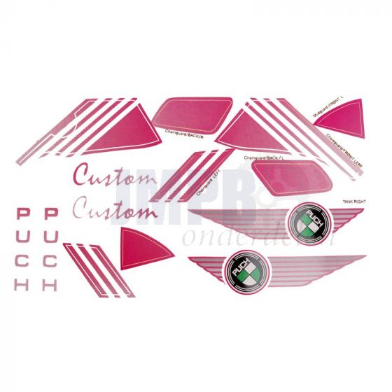 Stickerset Puch Custom Roze