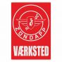 Vaerksted Sticker Zundapp Rood Deens