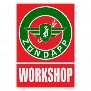 Workshop Sticker Zundapp Rood/Groen Engels