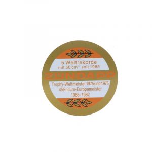 Sticker Zundapp Logo Weltrekorde Oranje/Goud 65MM