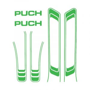 Stickerset Puch Maxi Lijnen Groen A-Kwaliteit Trans