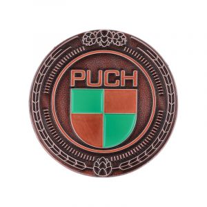 Embleem Sticker Puch Logo Metaal Brons/Groen 47MM