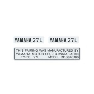 Model Identificatiesticker 27L Yamaha RD