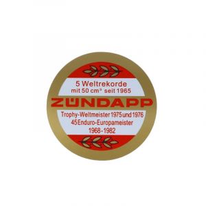 Sticker Zundapp Logo Weltrekorde Rood/Goud 65MM