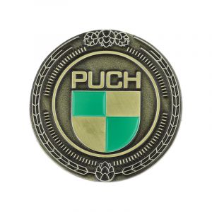 Embleem Sticker Puch Logo Metaal Goud/Groen 47MM