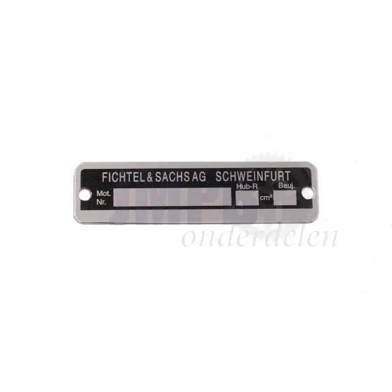 Typeplaatje Motorblok Sachs