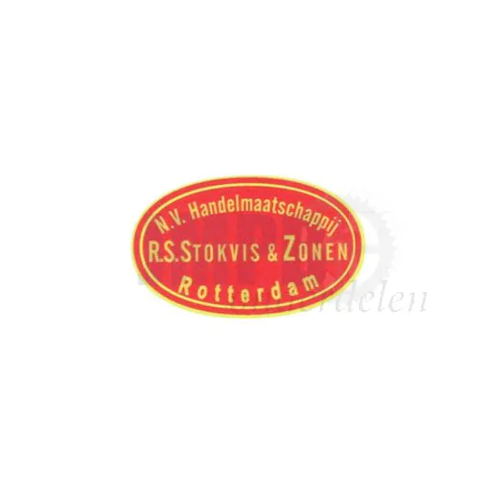 Sticker Zadelbalk "Stokvis en Zonen " 35X22MM