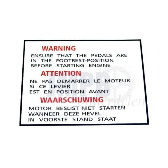 Waarschuwings Sticker Yamaha FS1/RD 73