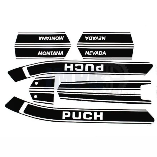 Stickerset Puch Montana/Nevada Zwart/Wit