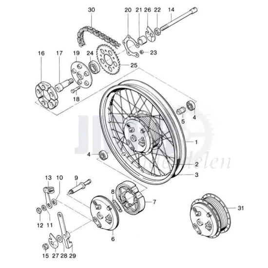 Achterwiel Spaak 160MM Kreidler RS