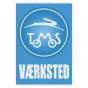 Vaerksted Sticker Tomos Blauw Deens